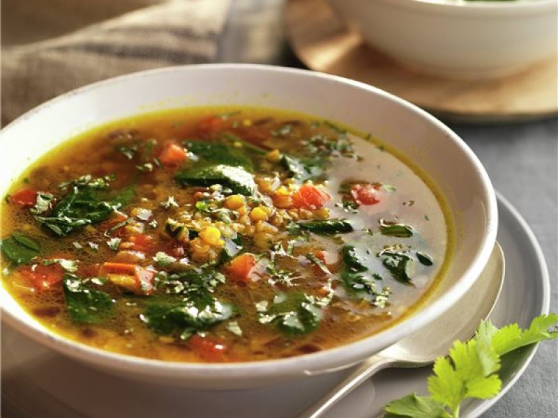 Sopa de Lentejas con Espinaca