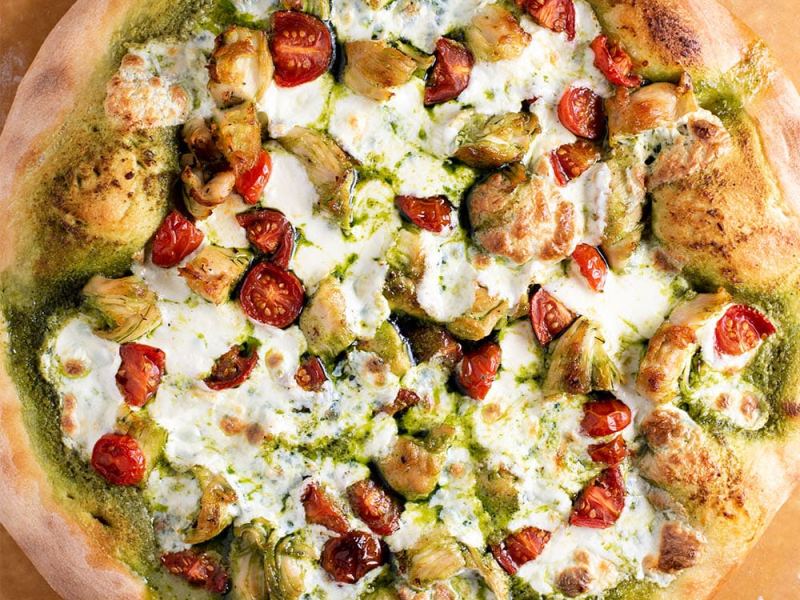 Pizzas de Pollo al Pesto