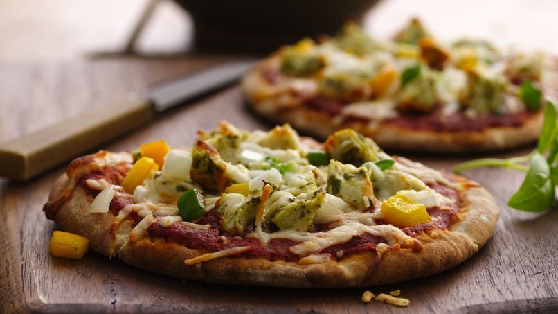 Pizzas de Pollo al Pesto